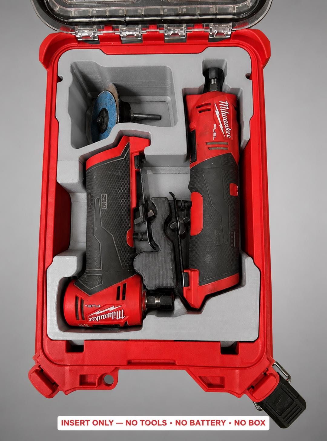 Milwaukee Die Grinder Packout Insert | 3D Printed Organizer Gray CAT.2485-20