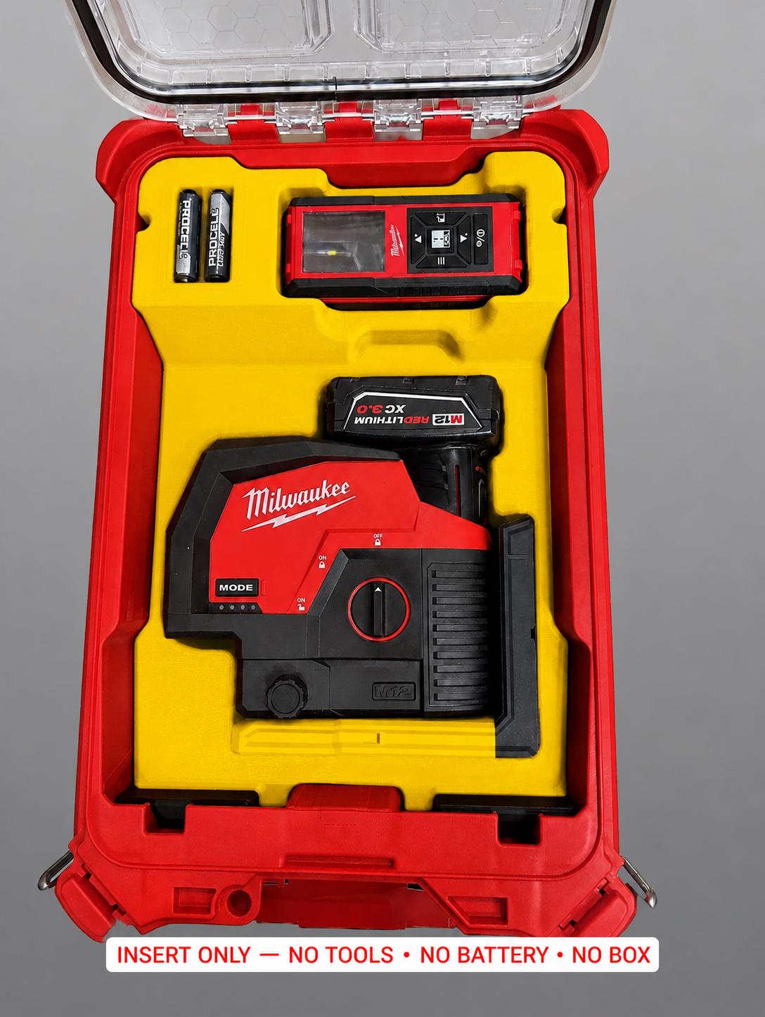 Milwaukee Packout Insert | Laser Line, Distance Meter, Battery Storage (Yellow)