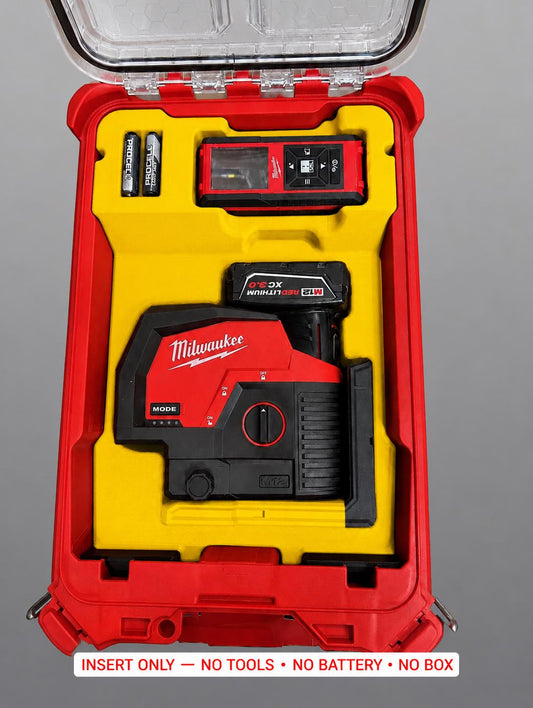 Milwaukee Packout Insert | Laser Line, Distance Meter, Battery Storage (Yellow)