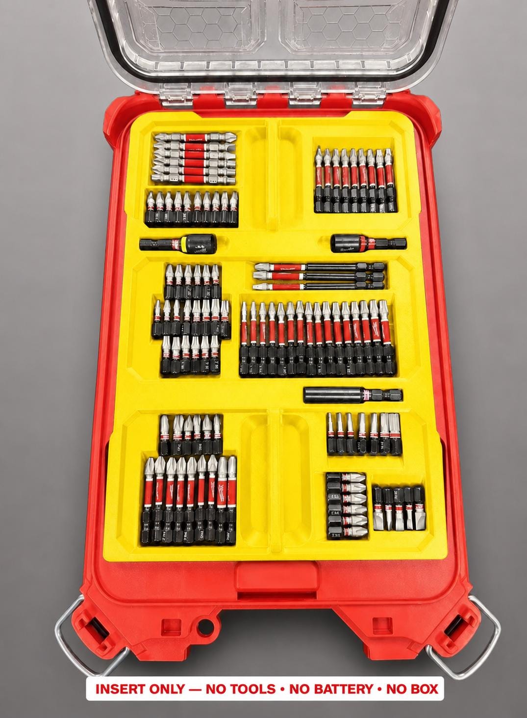 Milwaukee Packout Insert for SHOCKWAVE Driver Bit Kit | 3D Printed Organizer (Yellow)