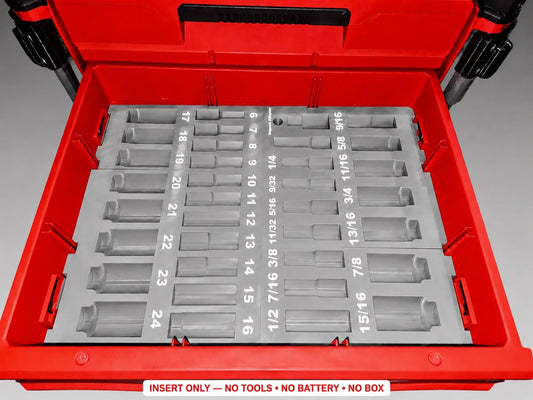 Milwaukee Packout 2&3 Drawer Insert – 36pc 3/8" Socket Organizer GRAY