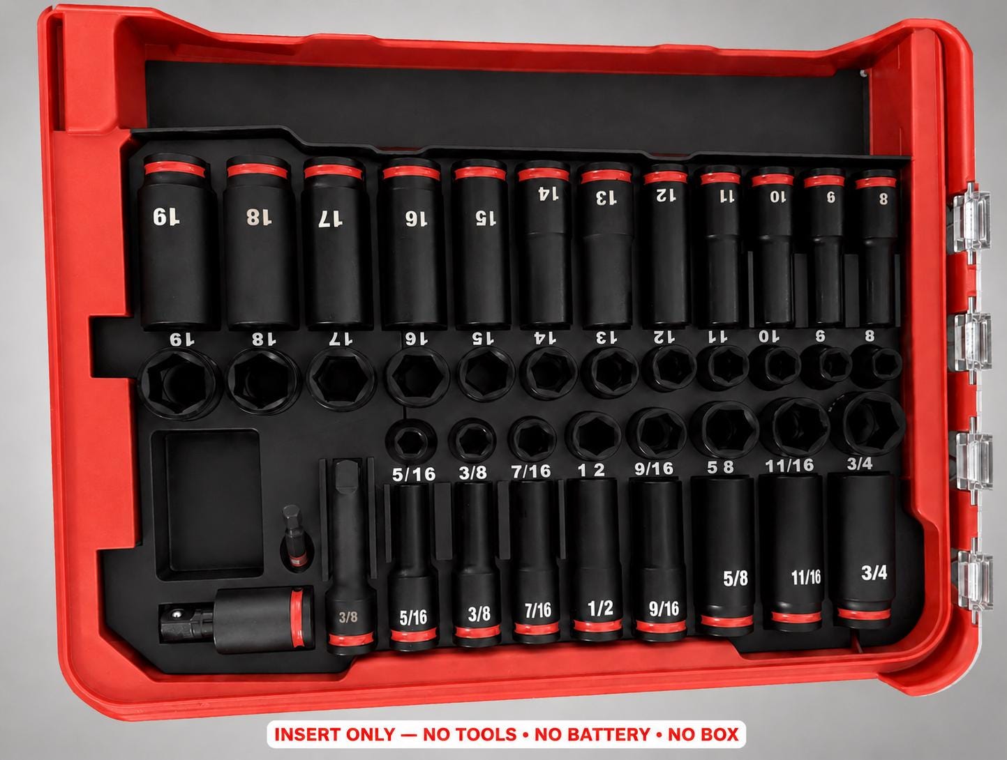Milwaukee Packout Insert – 43pc 3/8" Socket Organizer, Right Side BLACK