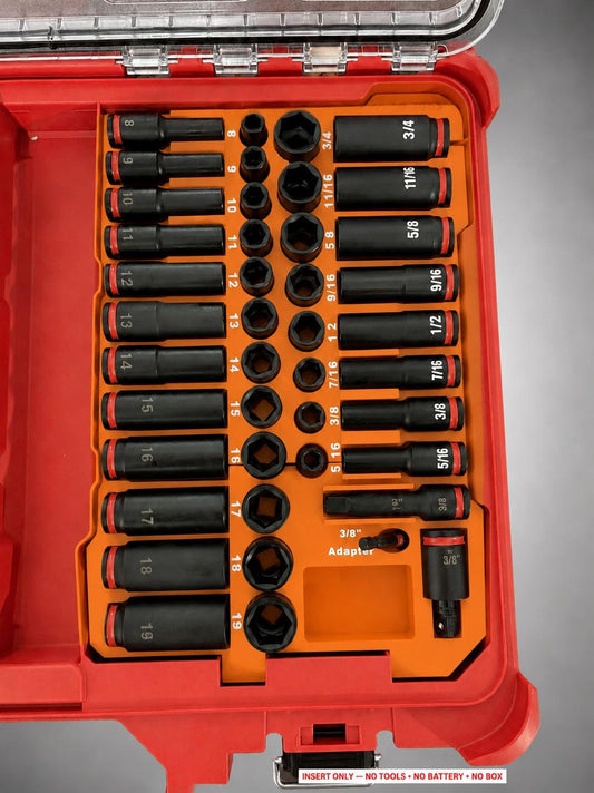 Milwaukee Packout Insert – 43pc 3/8" Socket Organizer, Right Side ORANGE