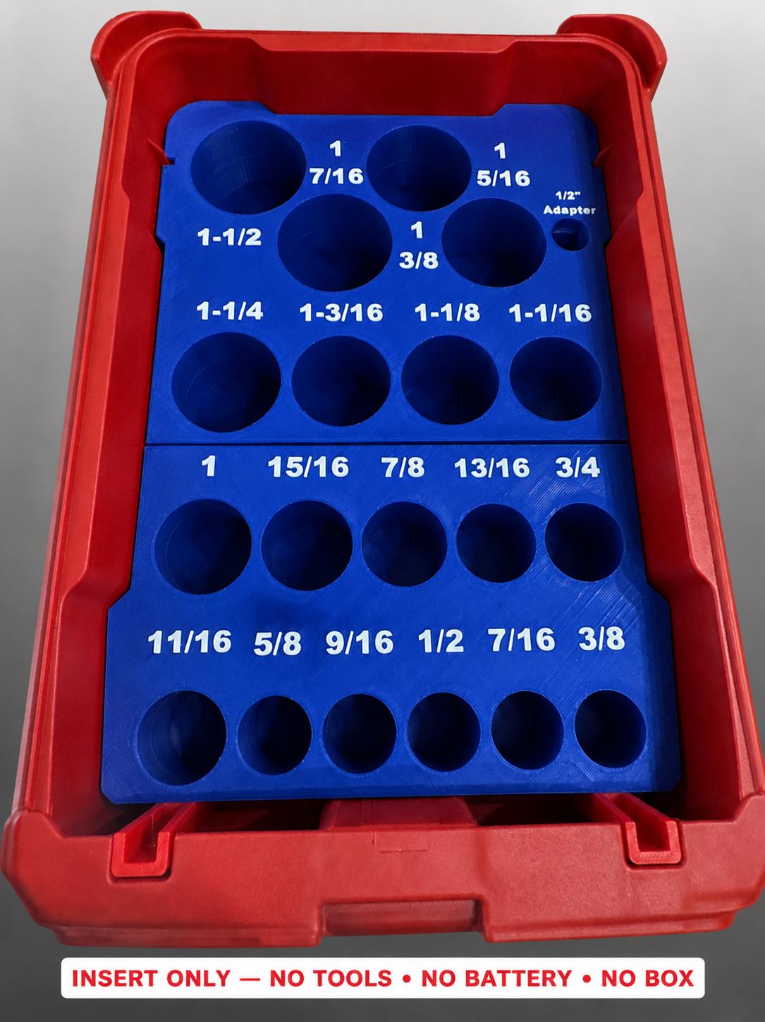 Milwaukee Packout Insert – 19pc 1/2" Deep SAE Socket Organizer BLUE