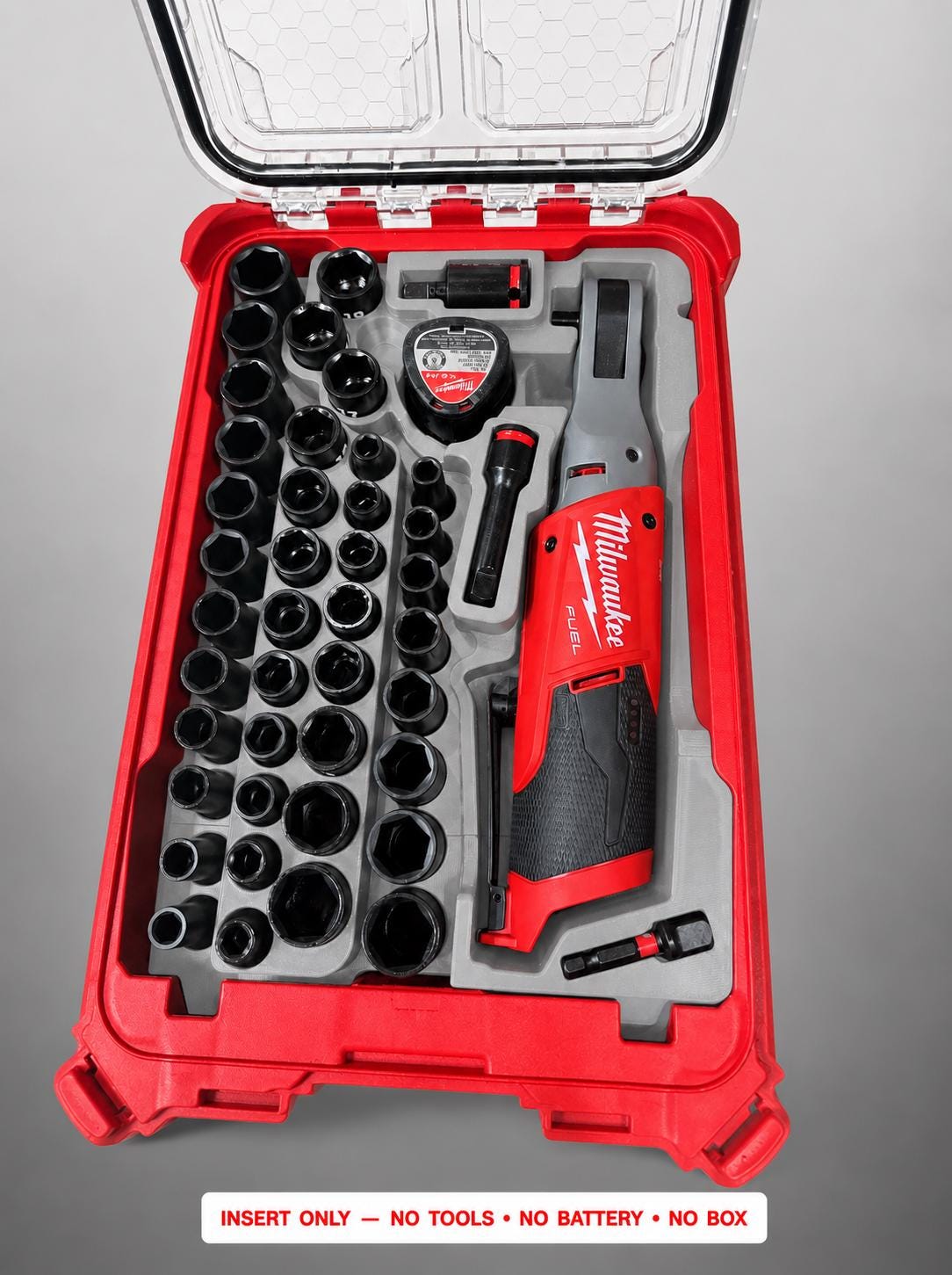 Milwaukee M12 Ratchet Socket Set Insert | 3D Printed Packout Organizer (Gray)