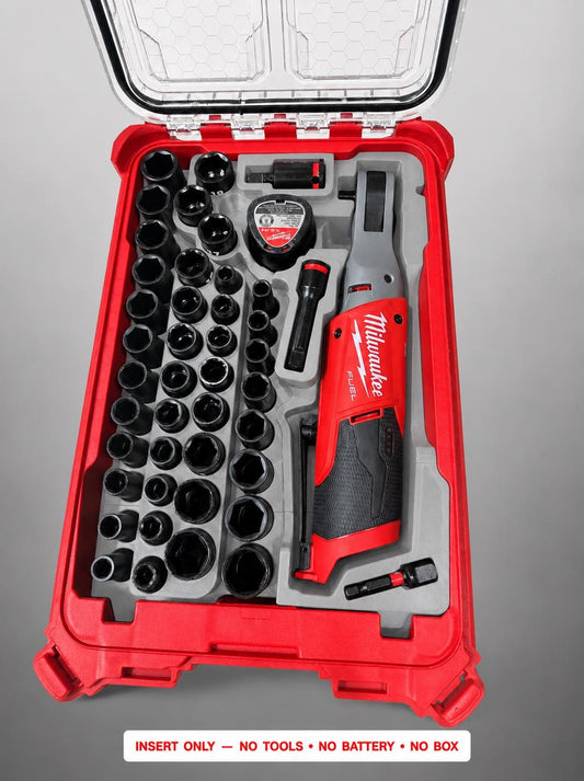 Milwaukee M12 Ratchet Socket Set Insert | 3D Printed Packout Organizer (Gray)