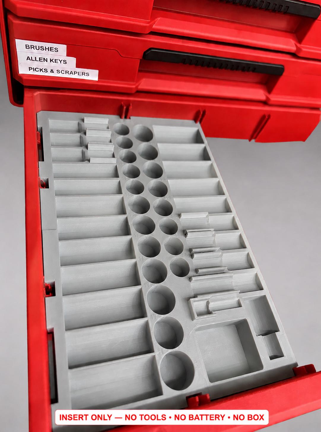 Milwaukee Packout 2&3 Drawer Insert – 43pc 3/8" Socket Organizer GRAY