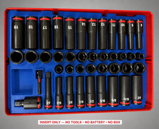 Milwaukee Packout 2&3 Drawer Insert – 43pc 3/8" Socket Organizer BLUE