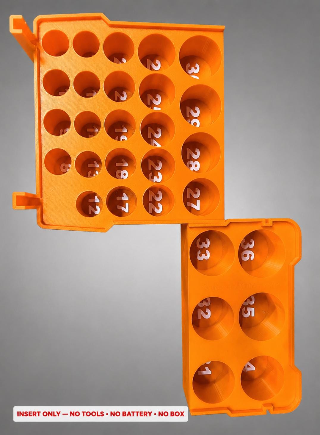 Milwaukee Packout Insert – 29pc 1/2" Deep Metric Socket Organizer ORANGE