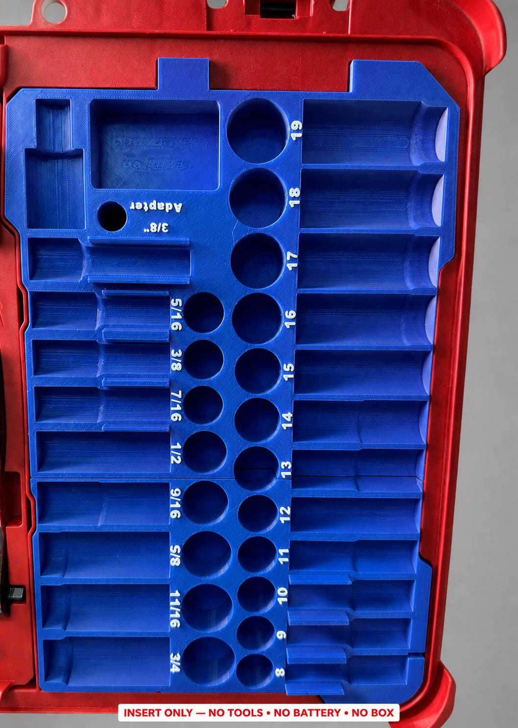 Milwaukee Packout Insert – 43pc 3/8" Socket Organizer, Left Side BLUE