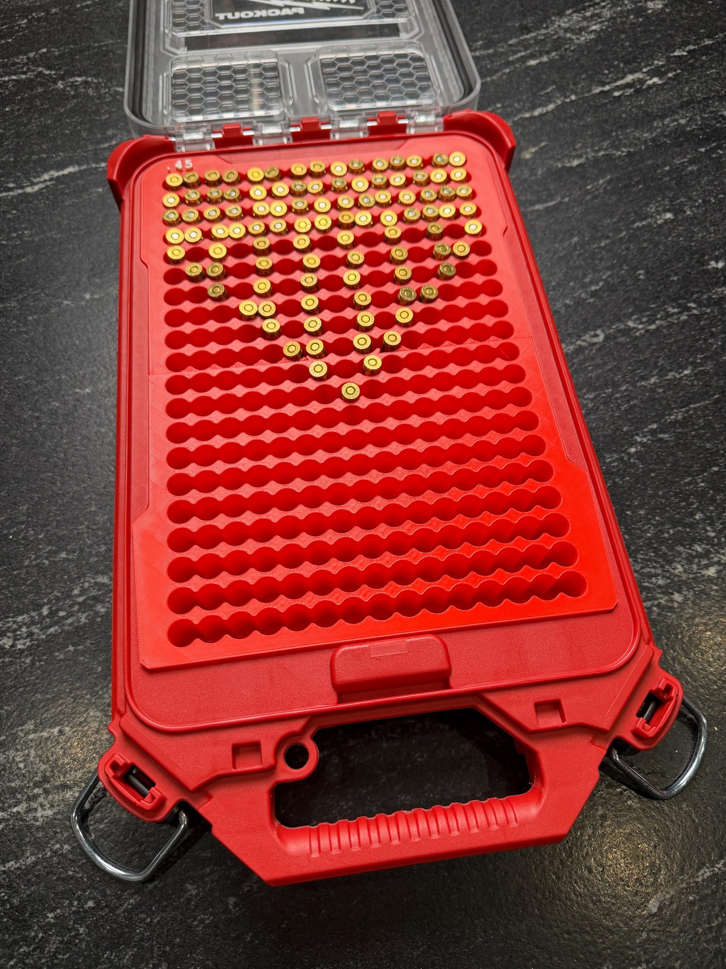 3D Printed .45 ACP Ammo Insert Milwaukee Compact Low-Profile Packout - holds 300 rounds