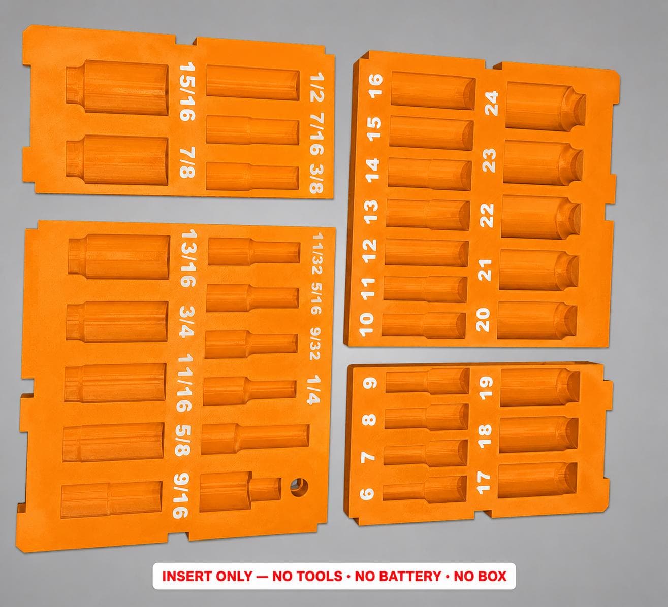 Milwaukee Packout 4 Drawer Insert – 36pc 3/8" Socket Organizer ORANGE