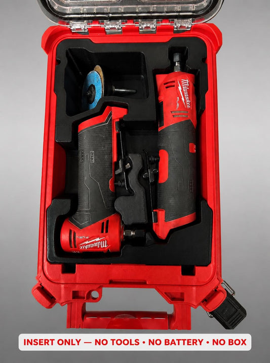 Milwaukee Packout Insert | M12 Grinder Organizer, 3D Printed Black Tool Case Insert