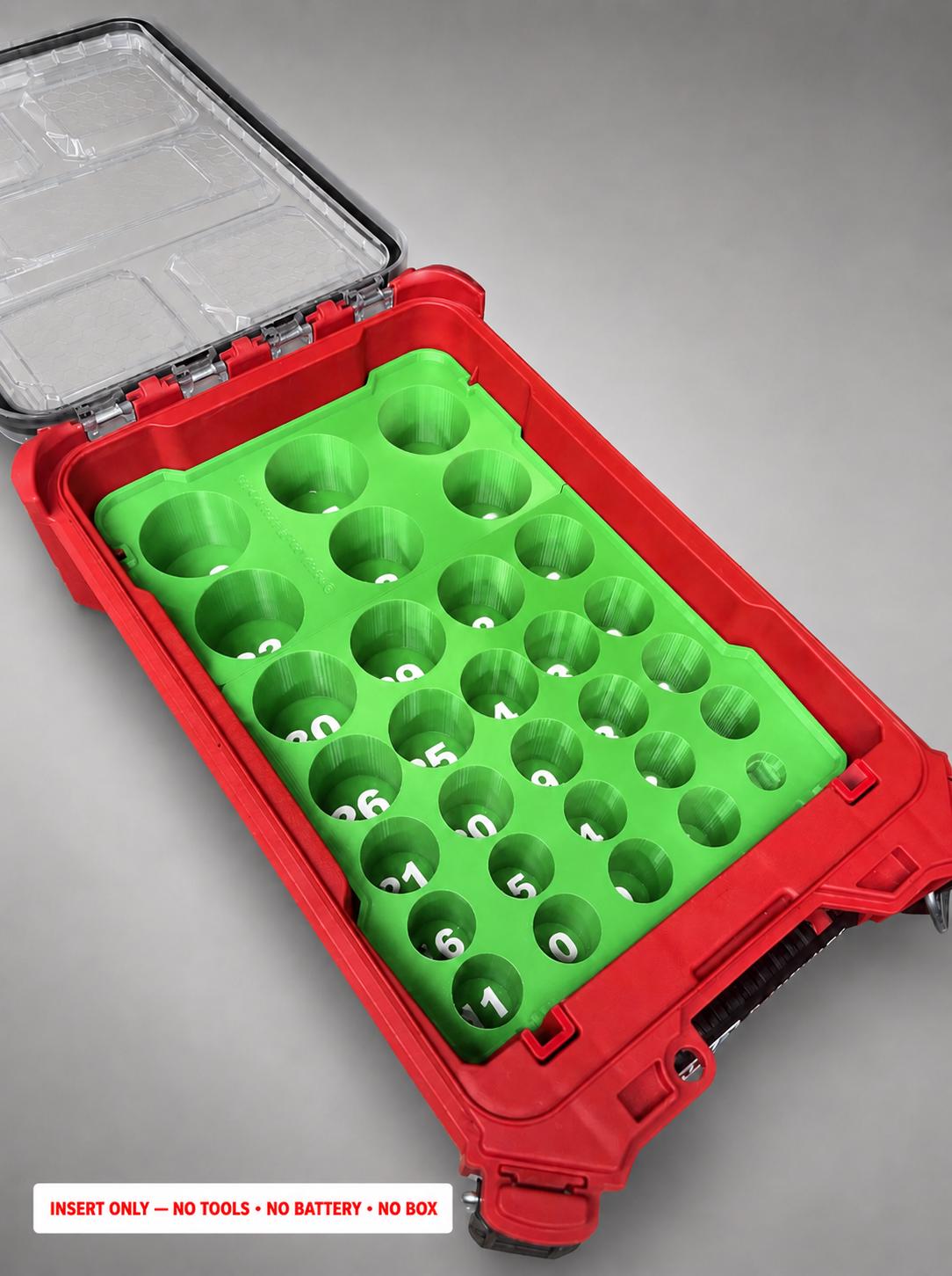 Milwaukee Packout Insert – 29pc 1/2" Deep Metric Socket Organizer GREEN