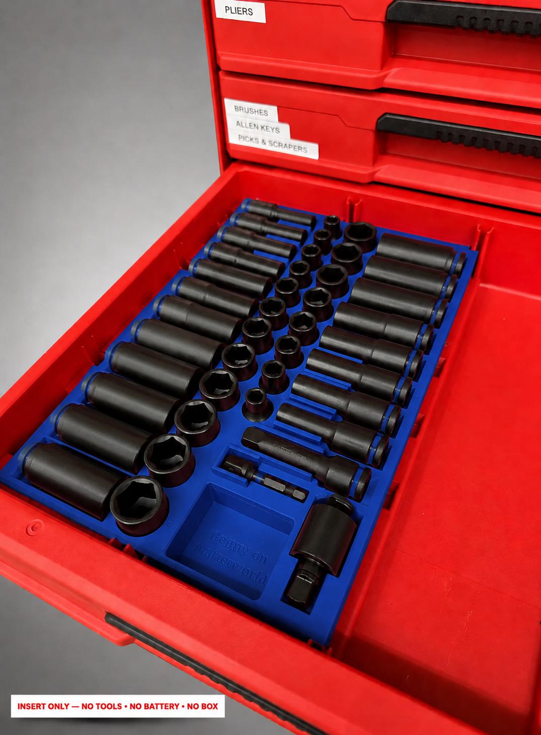 Milwaukee Packout 4 Drawer Insert – 43pc 3/8" Socket Organizer BLUE