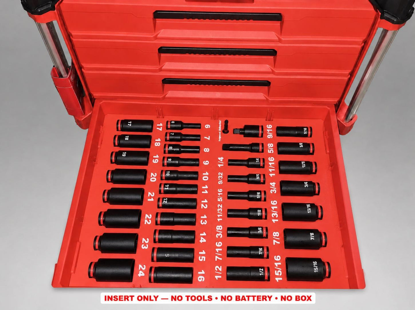 Milwaukee Packout 4 Drawer Insert – 36pc 3/8" Socket Organizer RED