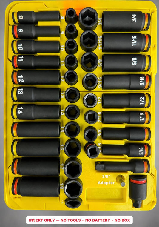Milwaukee Packout Insert – 43pc 3/8" Socket Organizer, Left Side YELLOW