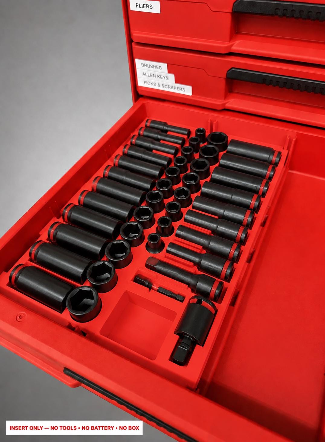 Milwaukee Packout 4 Drawer Insert – 43pc 3/8" Socket Organizer RED