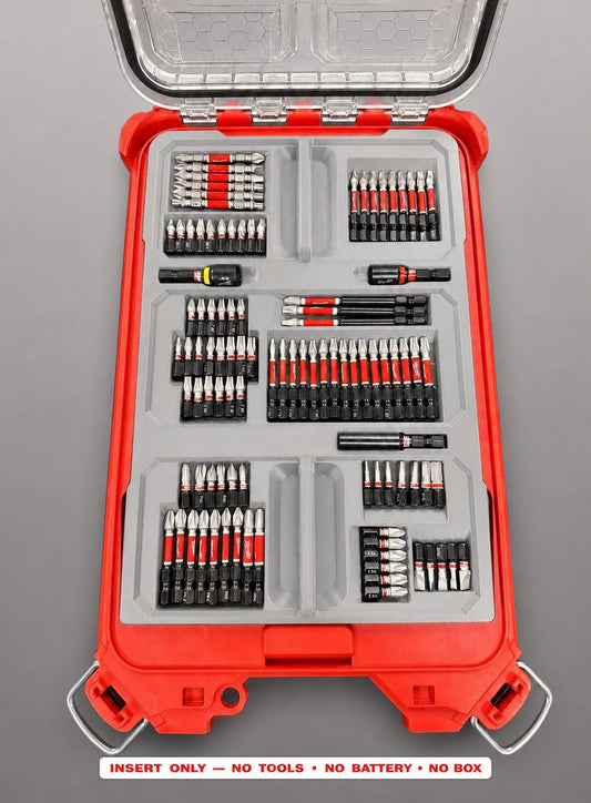 Milwaukee Packout Insert for SHOCKWAVE Driver Bit Kit | 3D Printed Organizer (Gray)