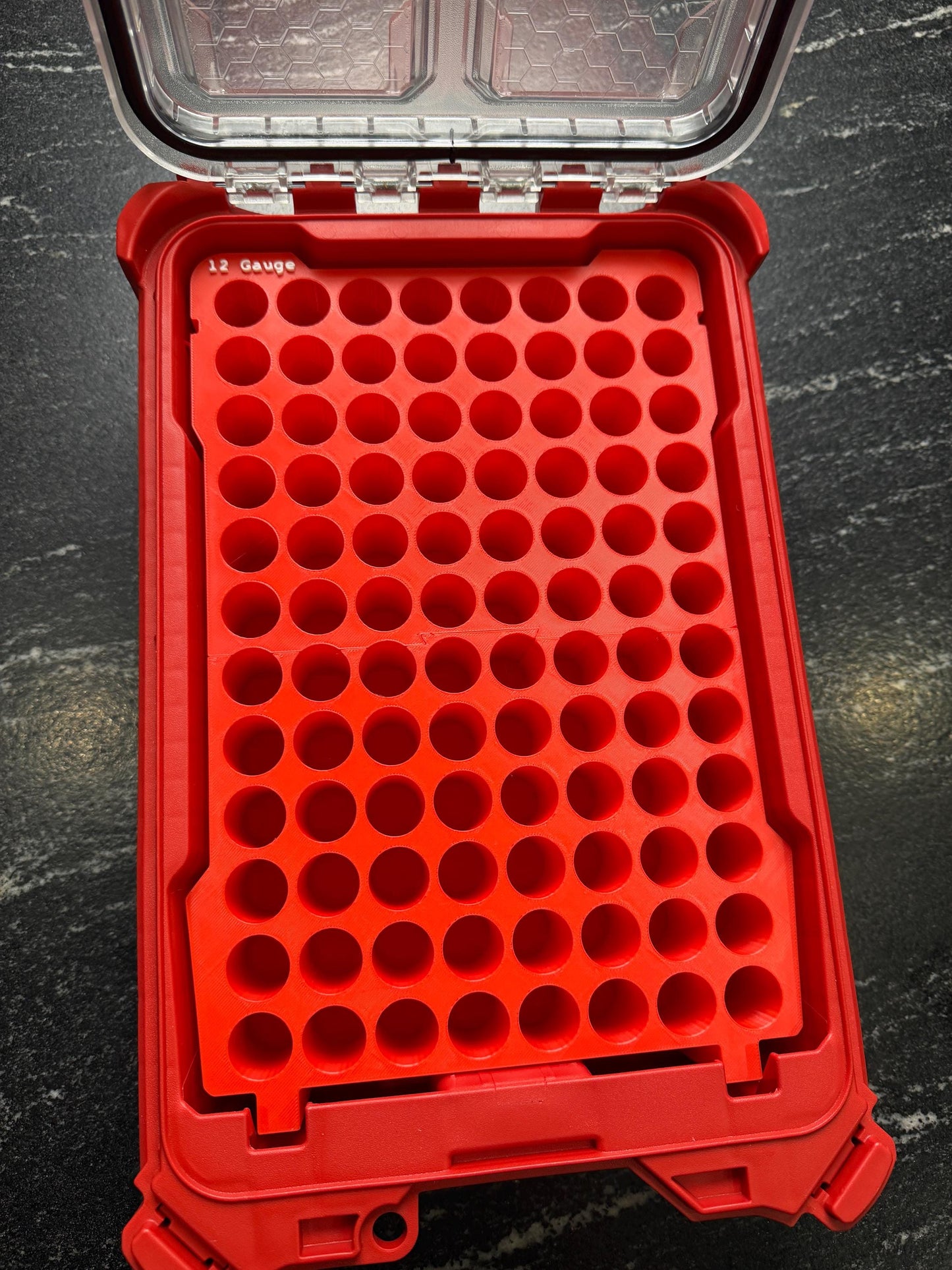 3D Printed 12 Gauge Ammo Insert Milwaukee Compact Low-Profile Packout - holds 96 rounds