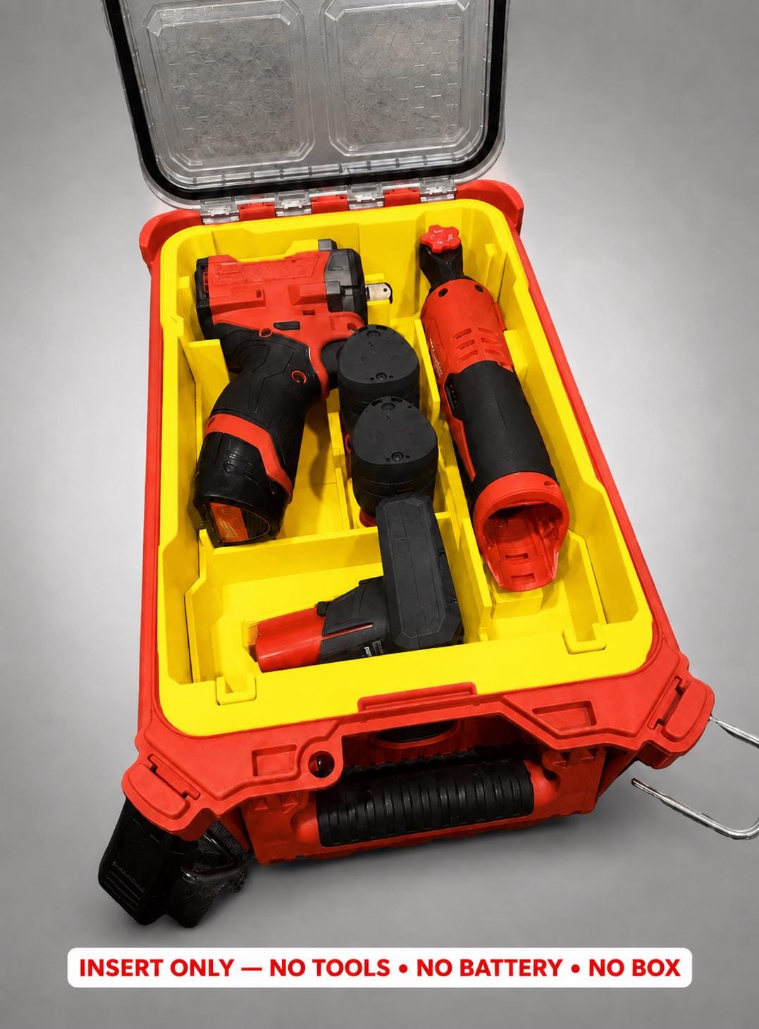 Milwaukee Packout Insert – M12 Impact Wrench & Ratchet Organizer YELLOW