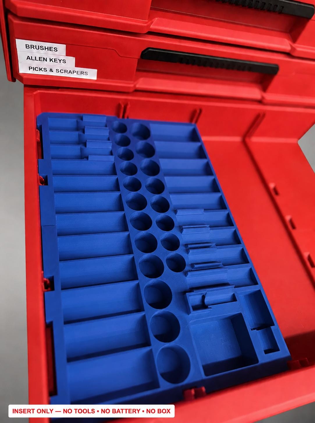 Milwaukee Packout 4 Drawer Insert – 43pc 3/8" Socket Organizer BLUE
