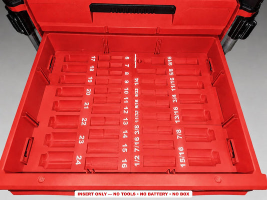 Milwaukee Packout 2&3 Drawer Insert – 36pc 3/8" Socket Organizer RED