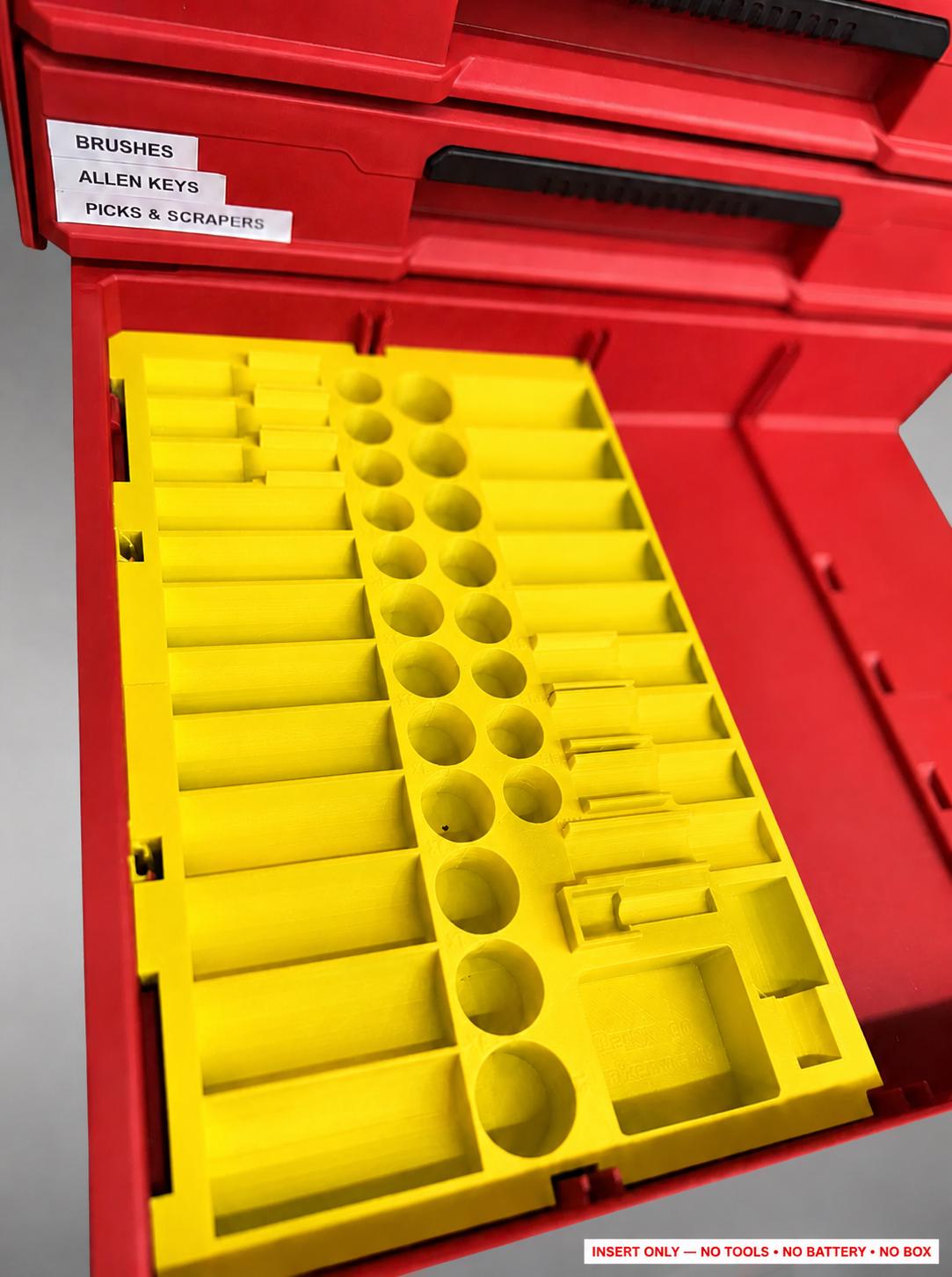 Milwaukee Packout 4 Drawer Insert – 43pc 3/8" Socket Organizer YELLOW