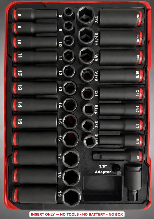Milwaukee Packout Insert – 43pc 3/8" Socket Organizer, Left Side BLACK