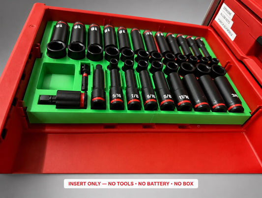 Milwaukee Packout 4 Drawer Insert – 43pc 3/8" Socket Organizer GREEN