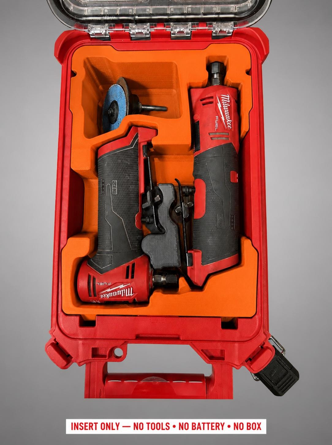 Milwaukee Packout Insert for Die Grinders | 3D Printed Organizer (Orange)