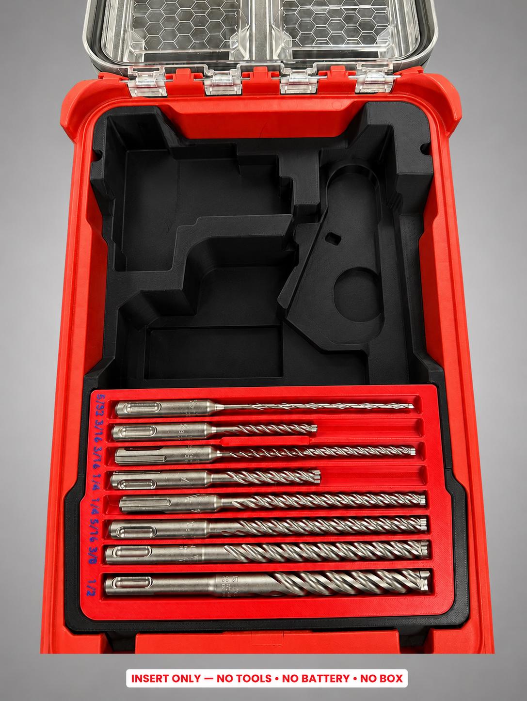 Milwaukee M12 Rotary Hammer Insert | 3D Printed Packout Organizer (Black)