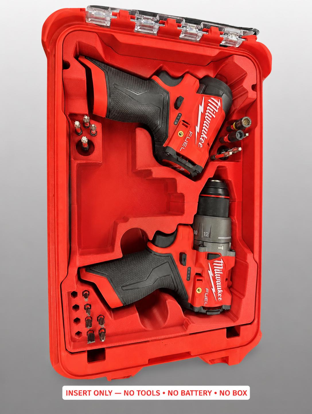 Milwaukee M12 Drill Impact Insert | 3D Printed Packout Organizer (Red)