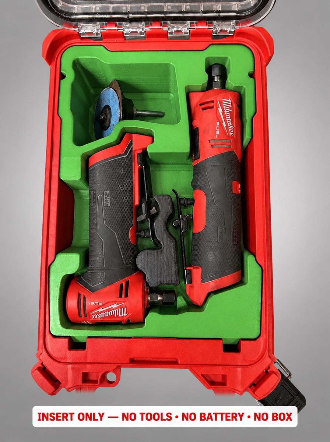 Milwaukee Packout Insert for M12 Grinders | 3D Printed Organizer (Green)