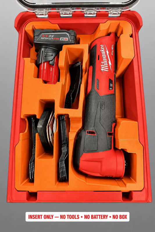 Milwaukee Packout Insert for M12 Oscillating Multi-Tool | 3D Printed Organizer | CAT.2526-20 ORANGE