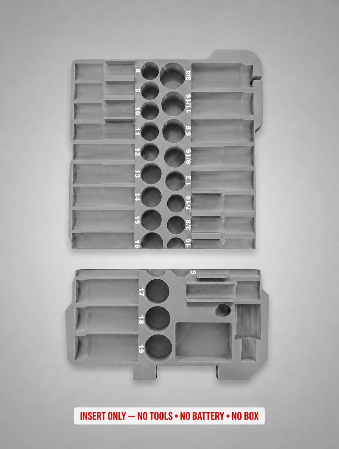 Milwaukee Packout Insert – 43pc 3/8" Socket Organizer, Right Side GRAY