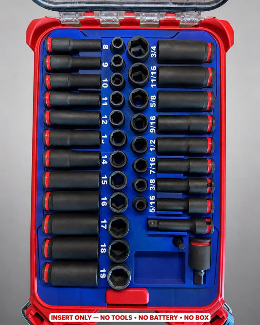 Milwaukee Packout Insert – 43pc 3/8" Impact Socket Organizer BLUE
