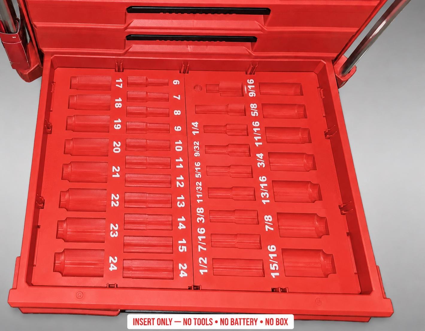 Milwaukee Packout 4 Drawer Insert – 36pc 3/8" Socket Organizer RED