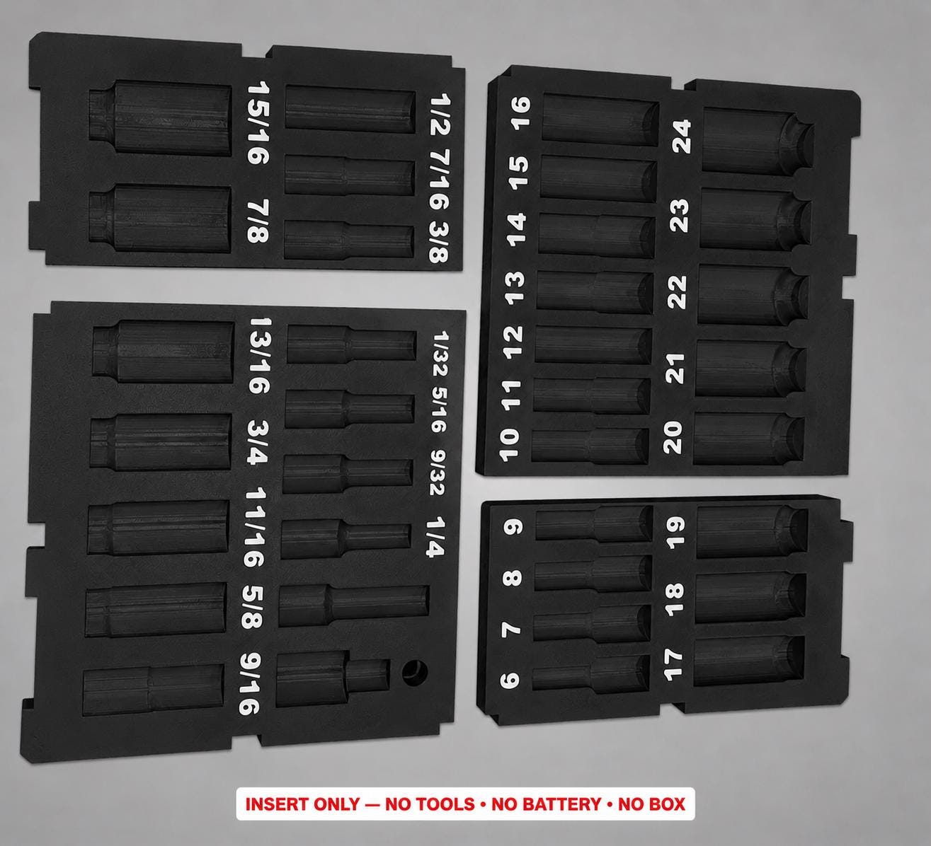 Milwaukee Packout 4 Drawer Insert – 36pc 3/8" Socket Organizer BLACK