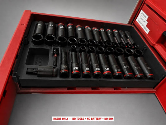 Milwaukee Packout 4 Drawer Insert – 43pc 3/8" Socket Organizer BLACK