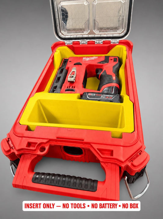 Milwaukee M12 Crown Stapler Packout Insert | 3D Printed Organizer (Yellow)