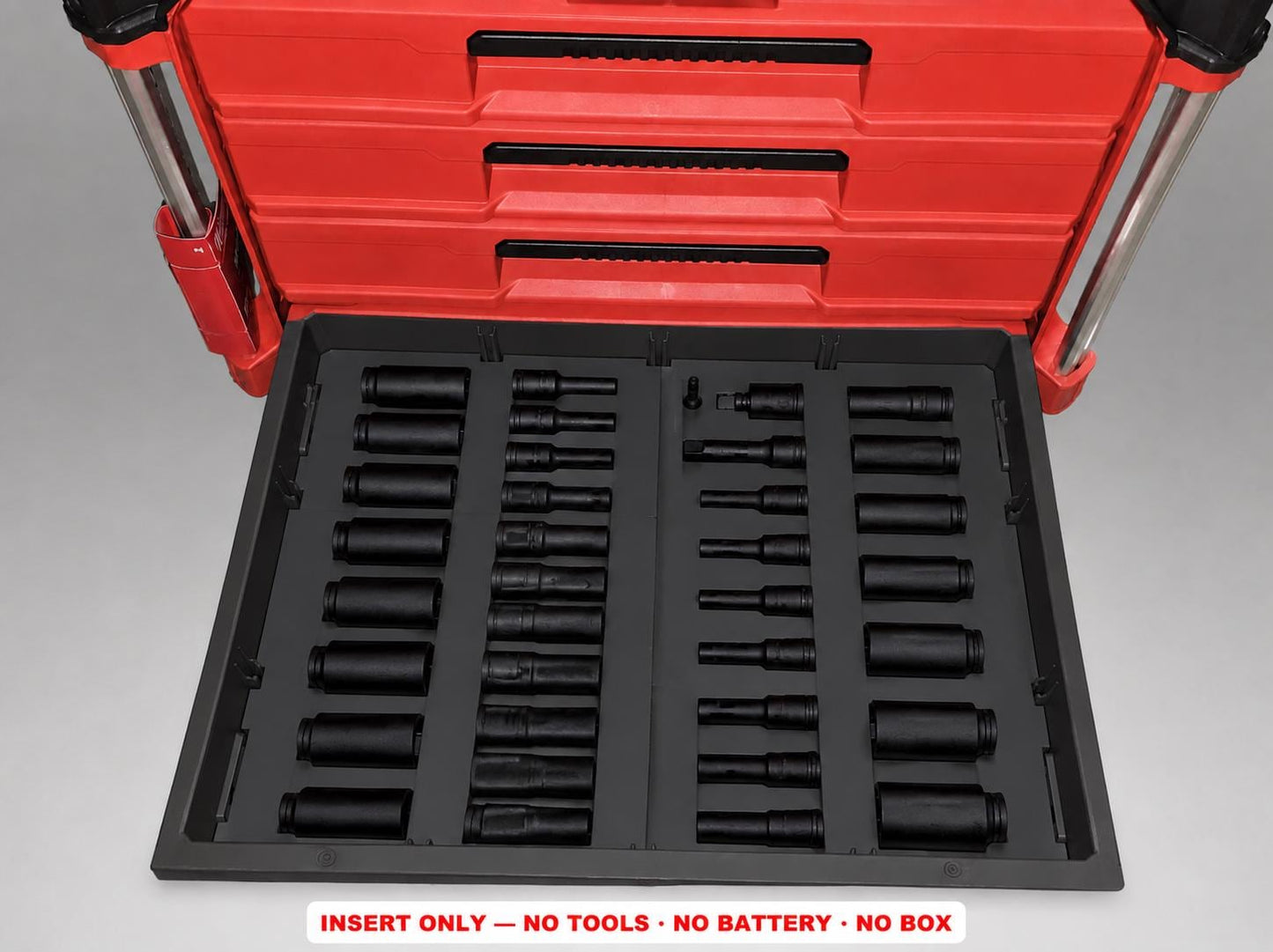 Milwaukee Packout 4 Drawer Insert – 36pc 3/8" Socket Organizer BLACK