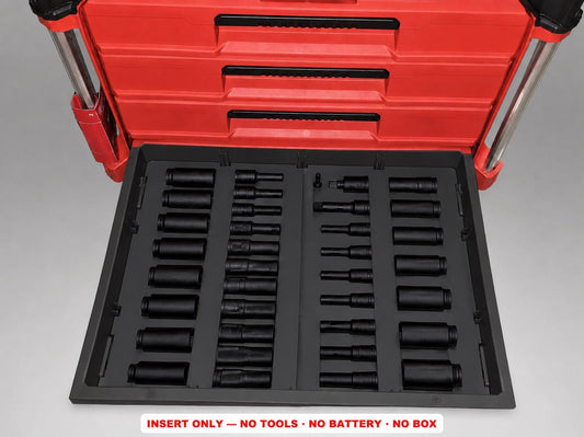 Milwaukee Packout 4 Drawer Insert – 36pc 3/8" Socket Organizer BLACK