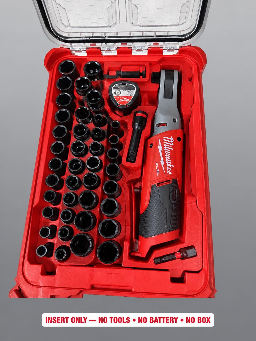 Milwaukee Packout Insert for M12 Ratchet and Socket Set | 3D Printed Organizer (Red)