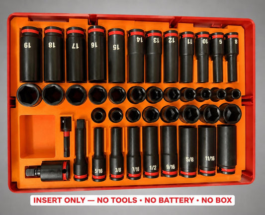 Milwaukee Packout 2&3 Drawer Insert – 43pc 3/8" Socket Organizer ORANGE