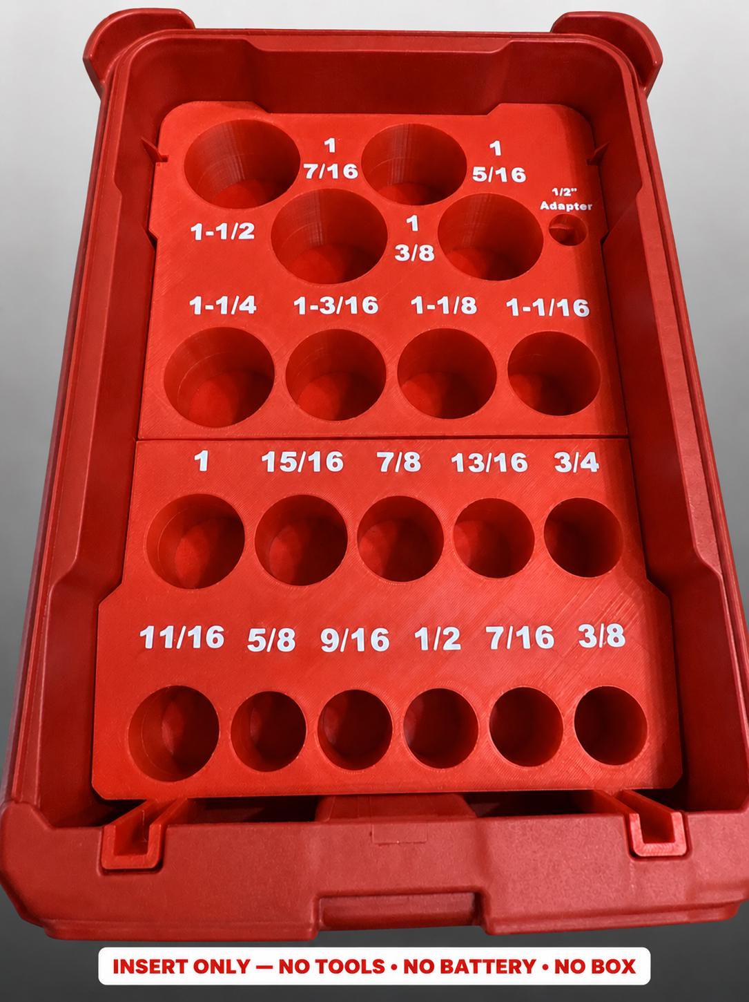 Milwaukee Packout Insert – 19pc 1/2" Deep SAE Socket Organizer RED