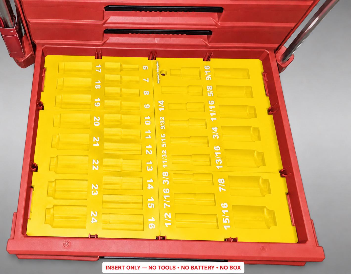 Milwaukee Packout 4 Drawer Insert – 36pc 3/8" Socket Organizer YELLOW