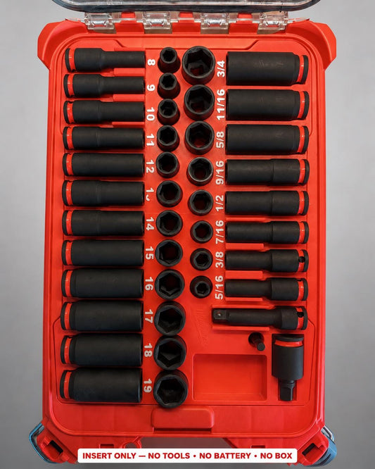 Milwaukee Packout Insert – 43pc 3/8" Impact Socket Organizer RED