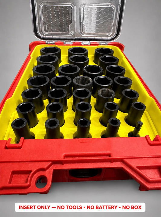 Milwaukee Packout Insert – 29pc 1/2" Deep Metric Socket Organizer YELLOW