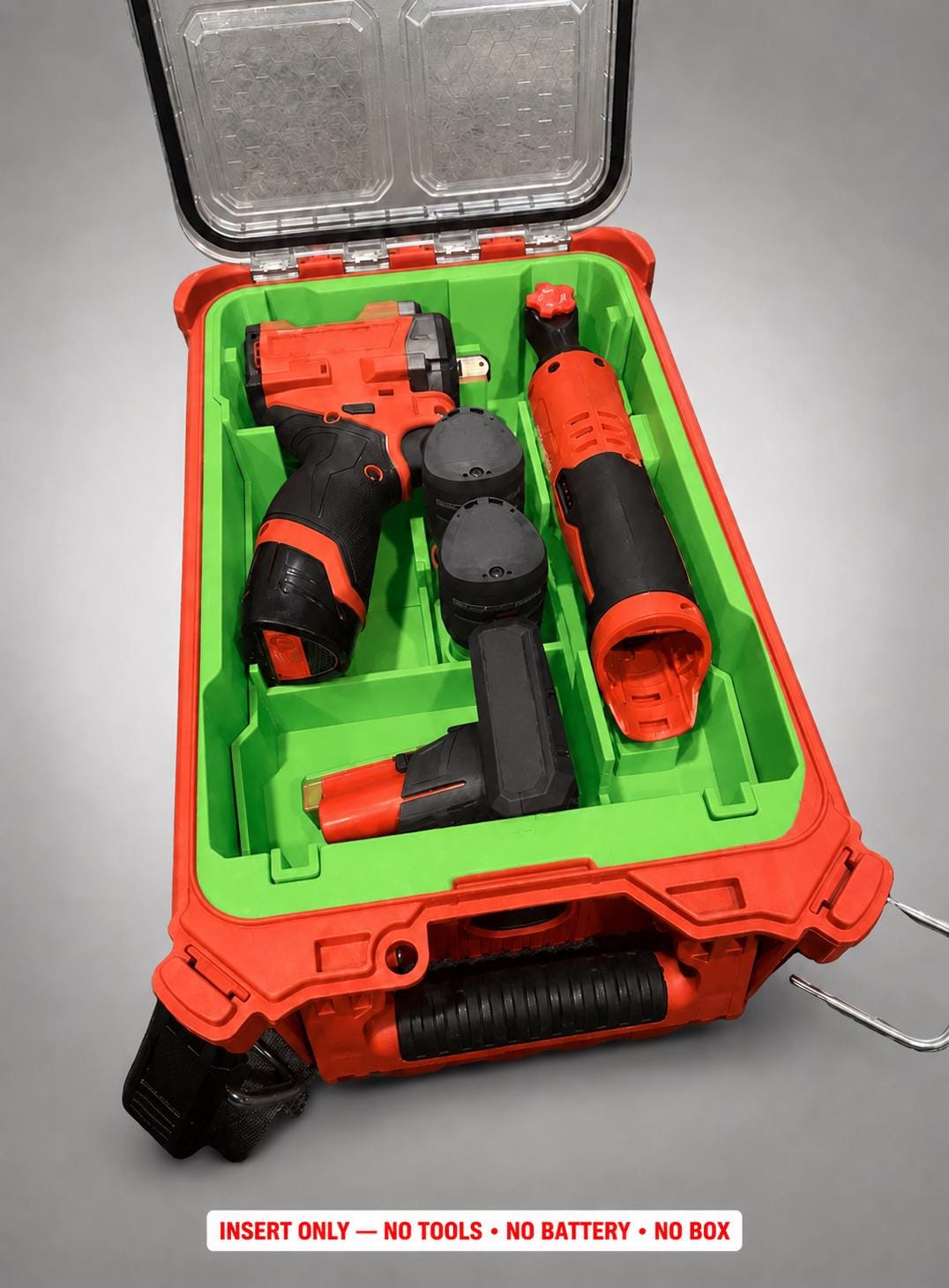 Milwaukee Packout Insert – M12 Impact Wrench & Ratchet Organizer GREEN